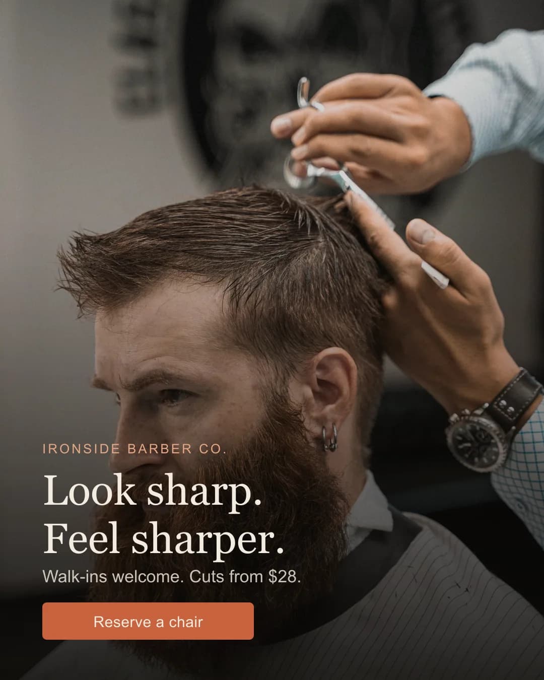 Sample barber ad creative designed by Faevorite